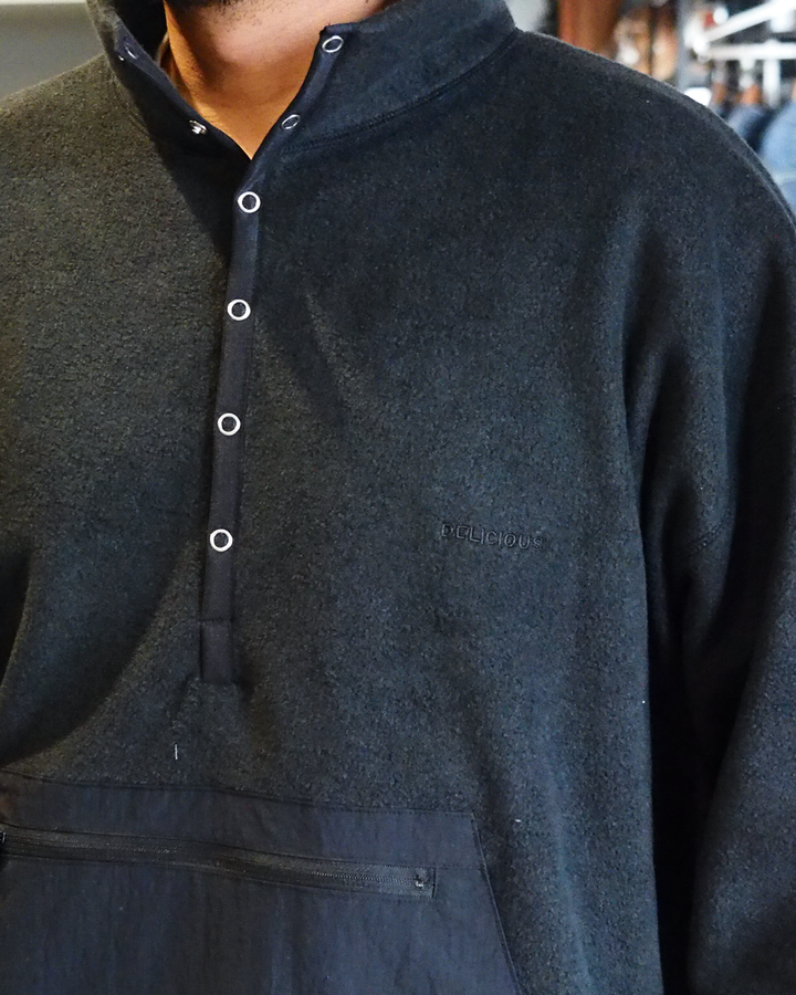 DELICIOUS デリシャス Fleece Snap Pullover - BLK