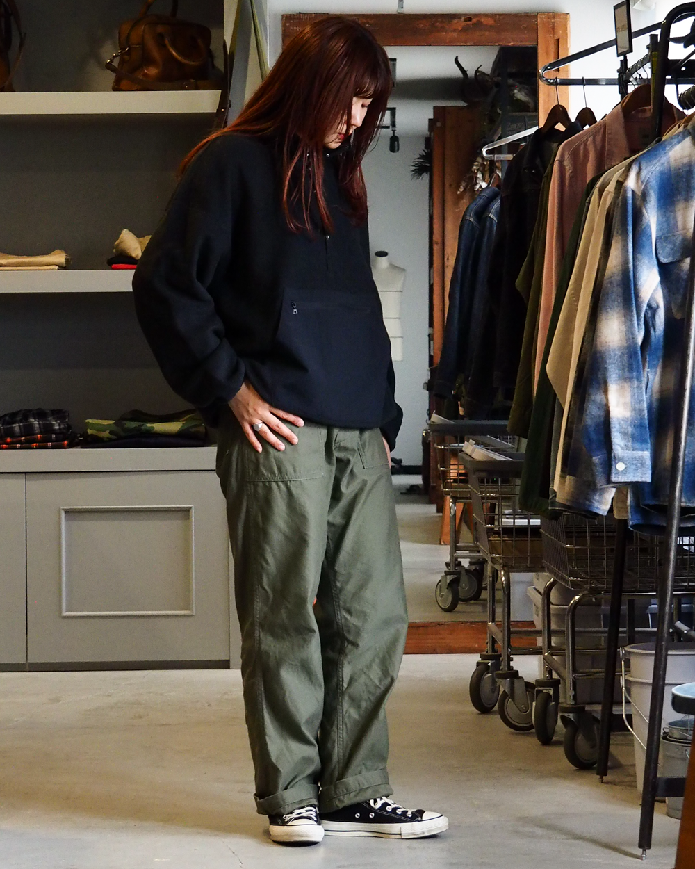 DELICIOUS デリシャス Fleece Snap Pullover - BLK