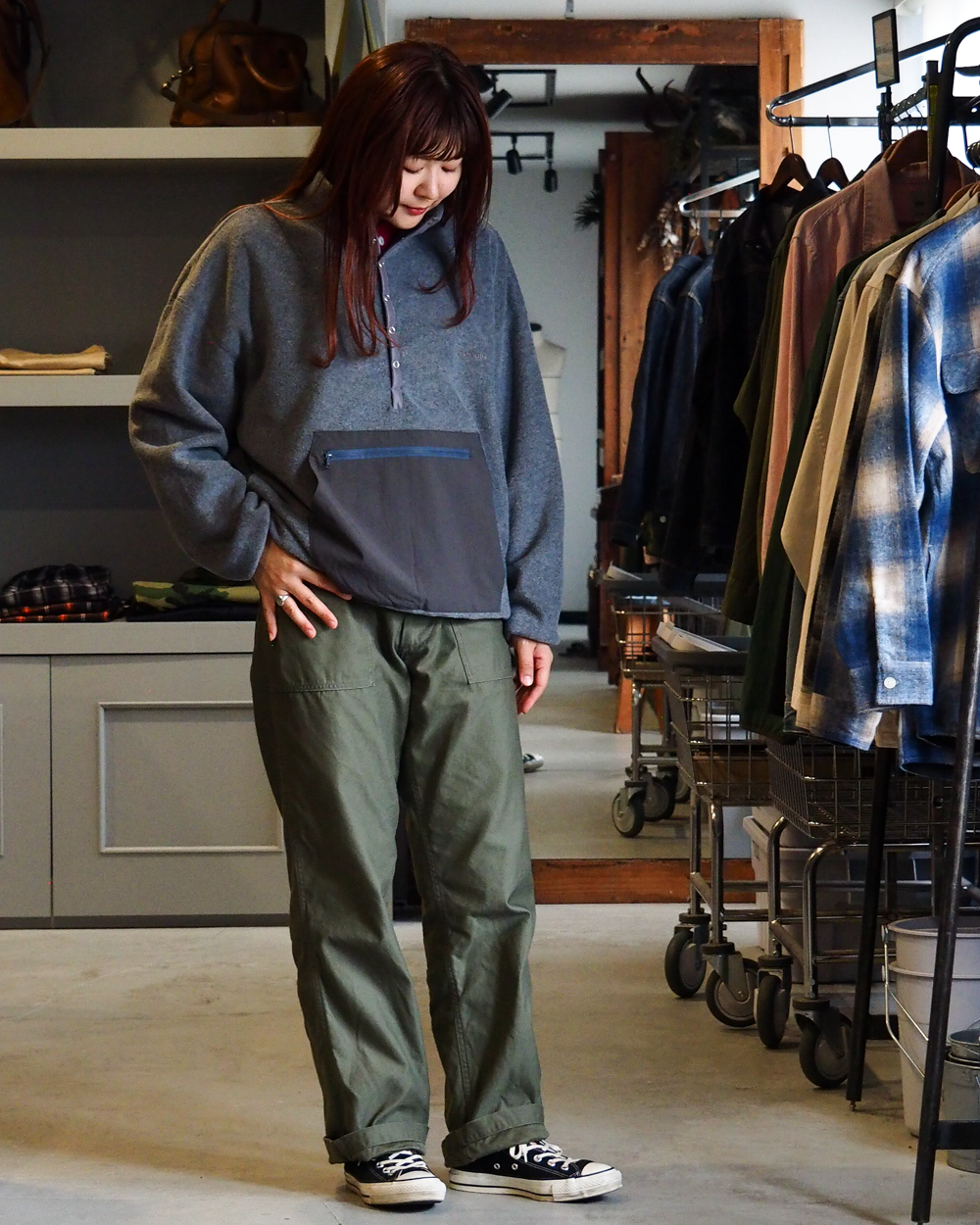DELICIOUS デリシャス Fleece Snap Pullover - L.GRY