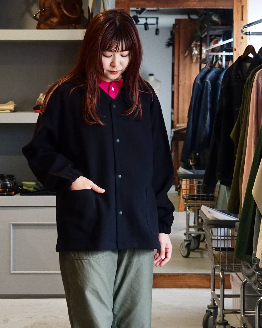 DELICIOUS デリシャス Melton Cardigan - BLK