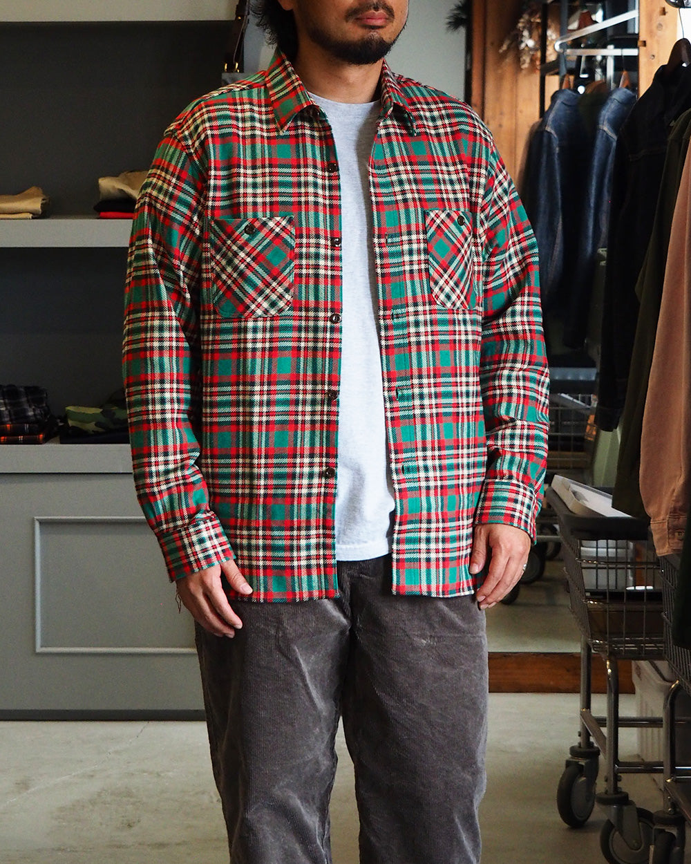 SUGAR CANE SC29778 Twill Check Work Shirt Green