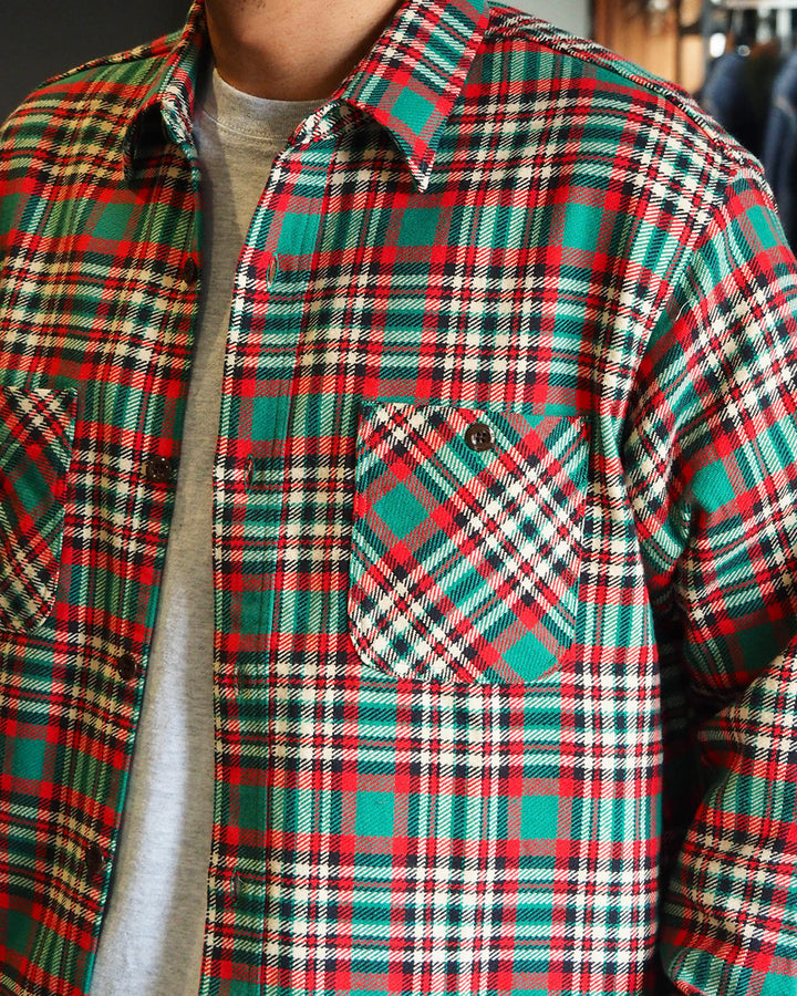 SUGAR CANE SC29778 Twill Check Work Shirt Green