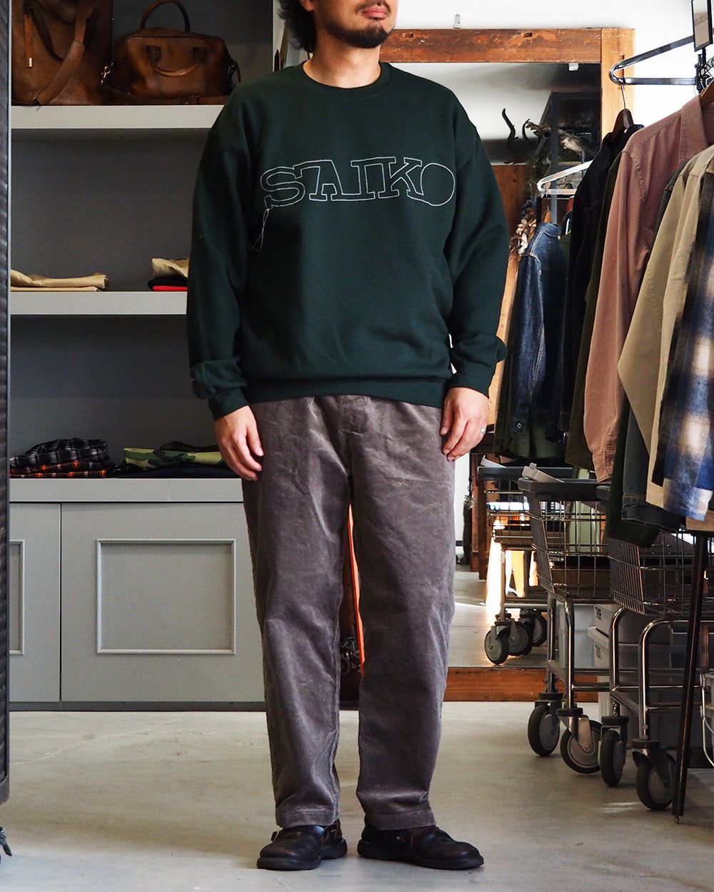 O.K. オーケー SAIKO Stitch Crew Sweat Green