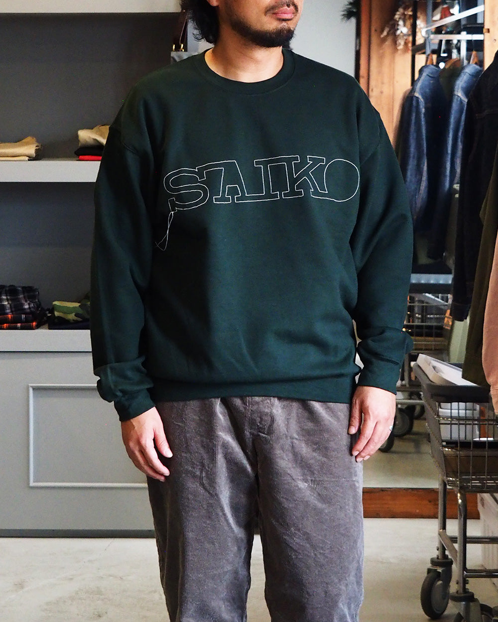 O.K. オーケー SAIKO Stitch Crew Sweat Green