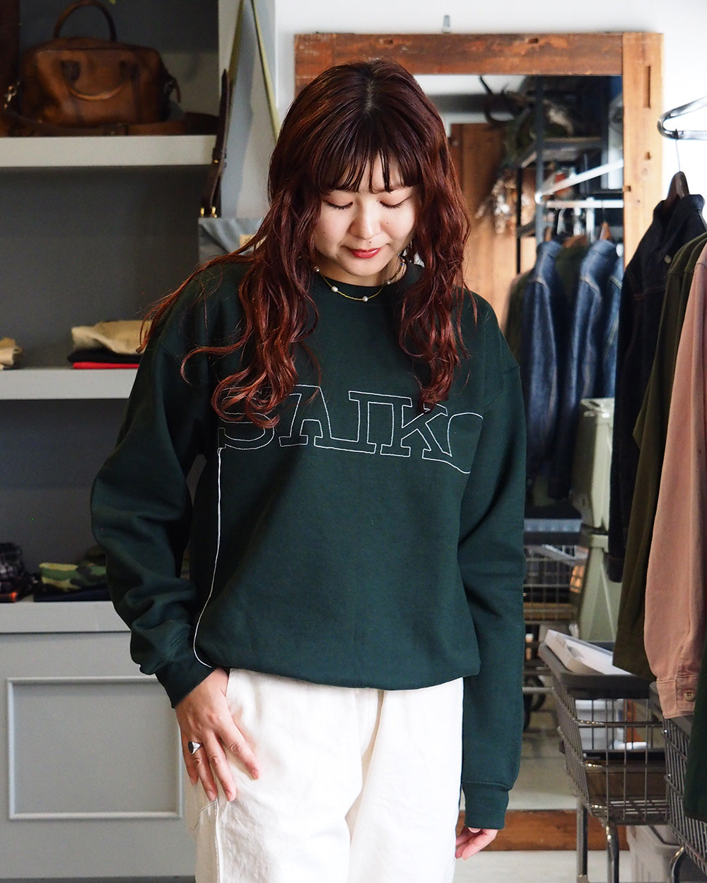 O.K. オーケー SAIKO Stitch Crew Sweat Green
