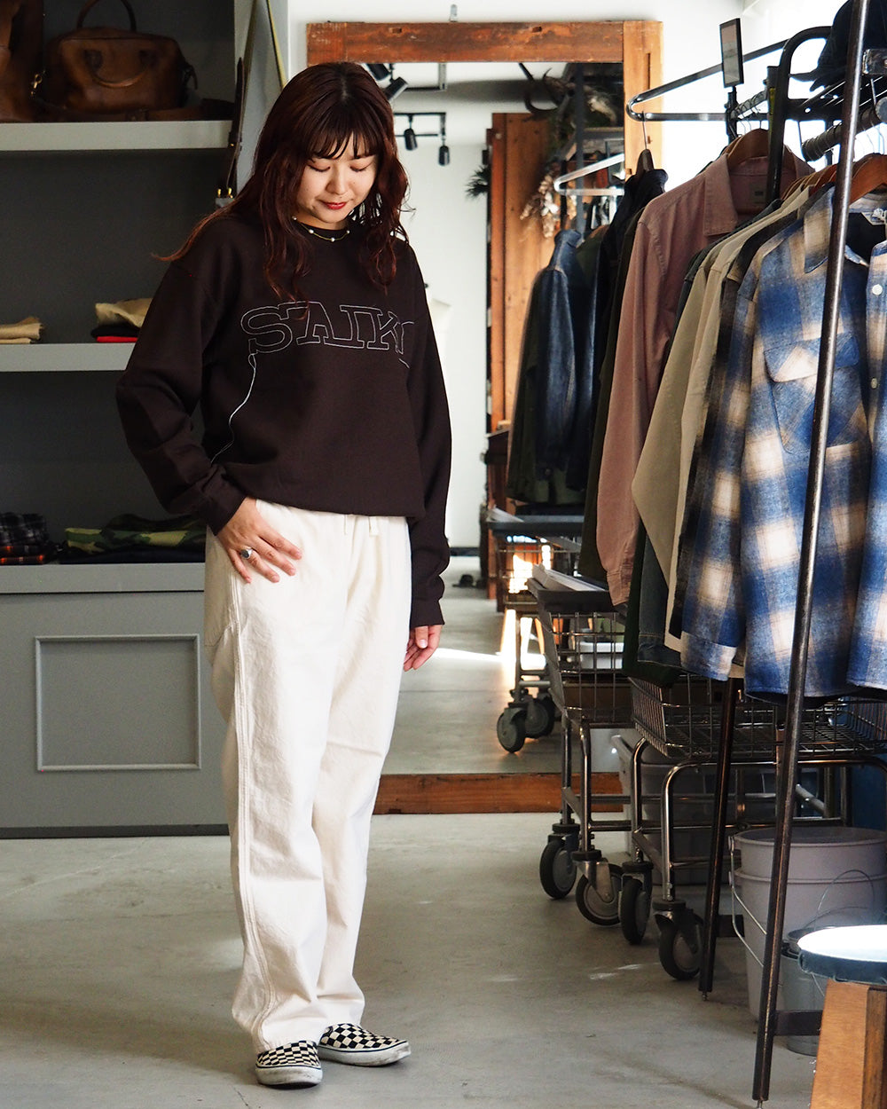 O.K. オーケー SAIKO Stitch Crew Sweat Brown