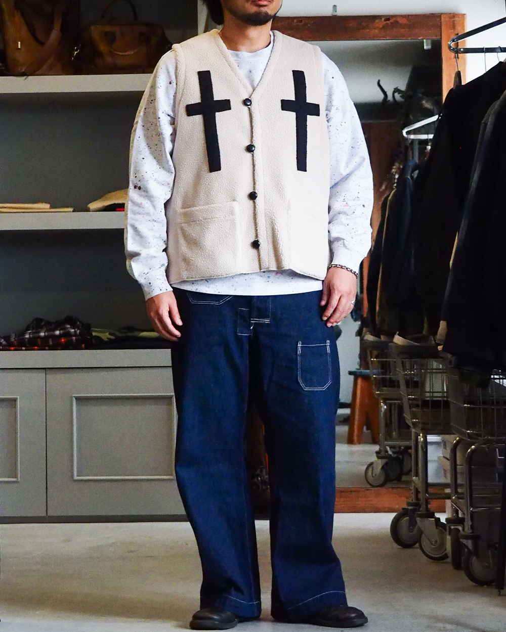 BURLAP OUTFITTER バーラップアウトフィッター PILE CROSS VEST Natural