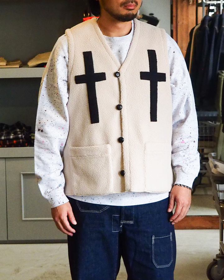 BURLAP OUTFITTER バーラップアウトフィッター PILE CROSS VEST Natural