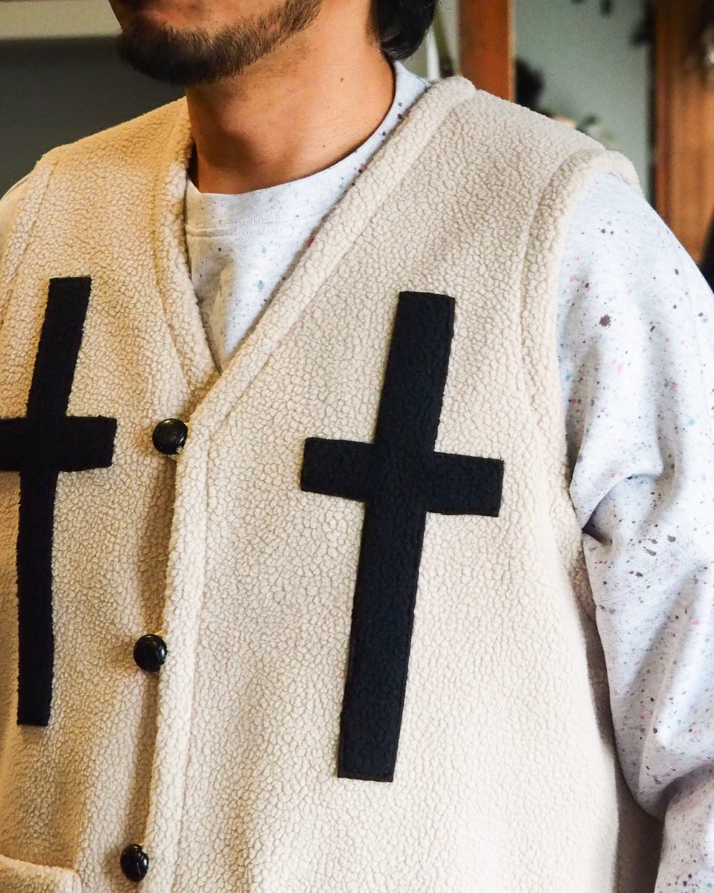 BURLAP OUTFITTER バーラップアウトフィッター PILE CROSS VEST Natural