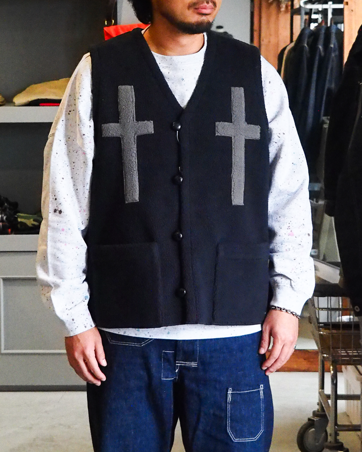 BURLAP OUTFITTER バーラップアウトフィッター PILE CROSS VEST Black