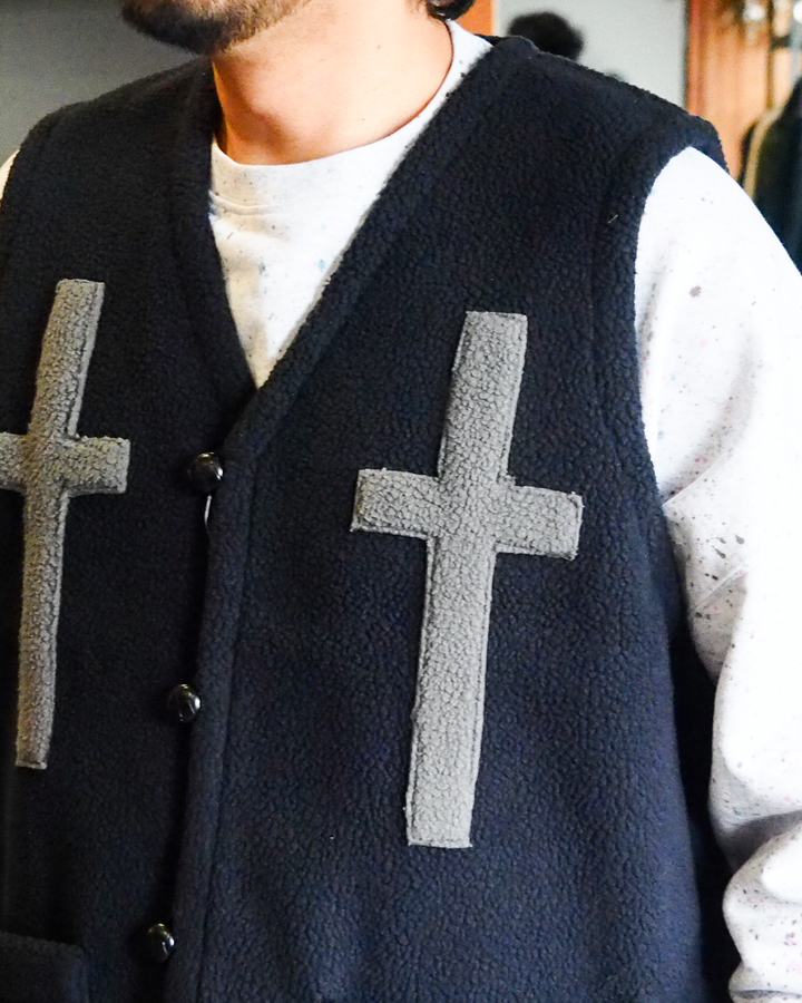 BURLAP OUTFITTER バーラップアウトフィッター PILE CROSS VEST Black