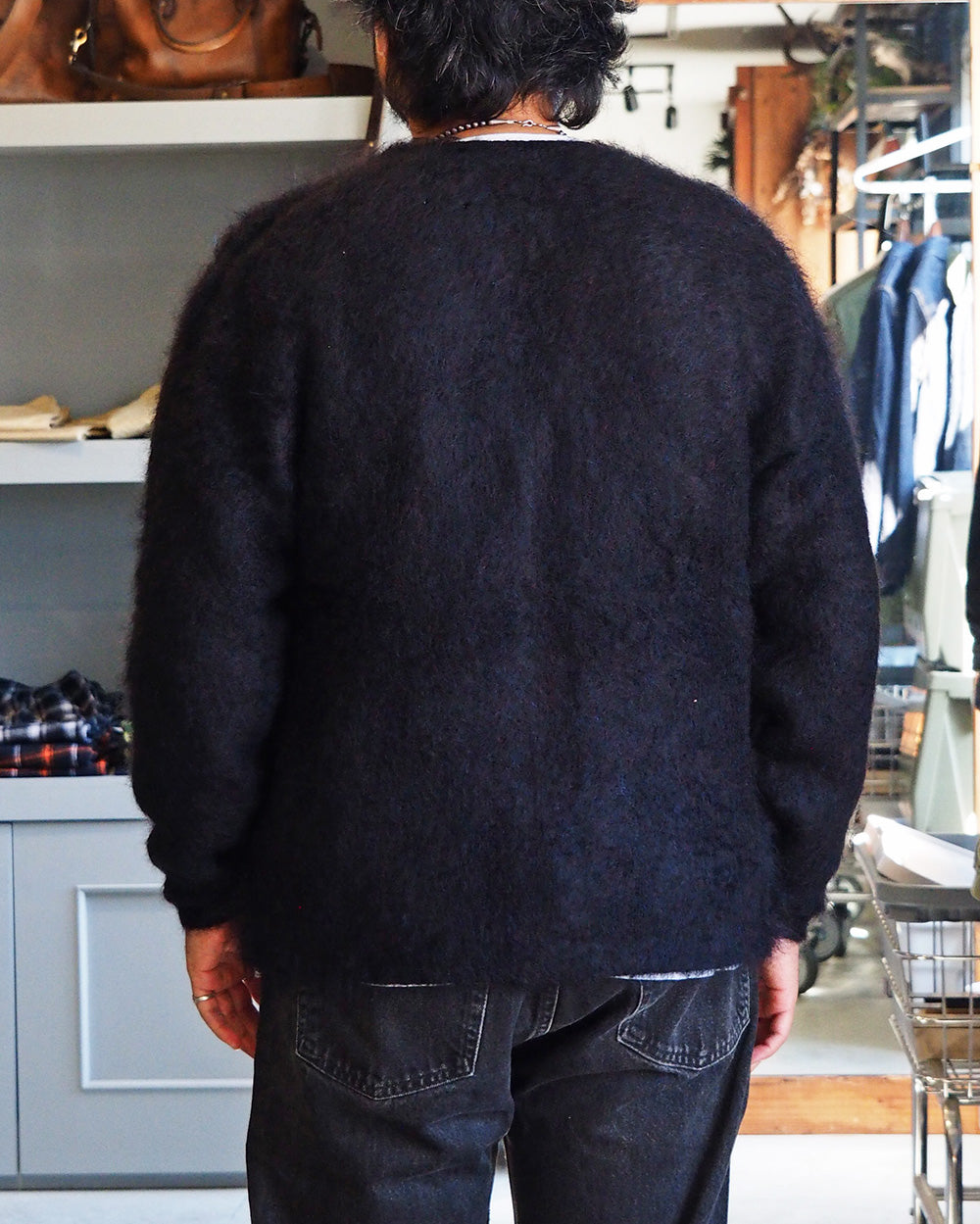A.R.P.® Authentic Reproduction Products® モヘアカーディガン Premium Classic Mohair Cardigan W/Pocket "Abstract Black"