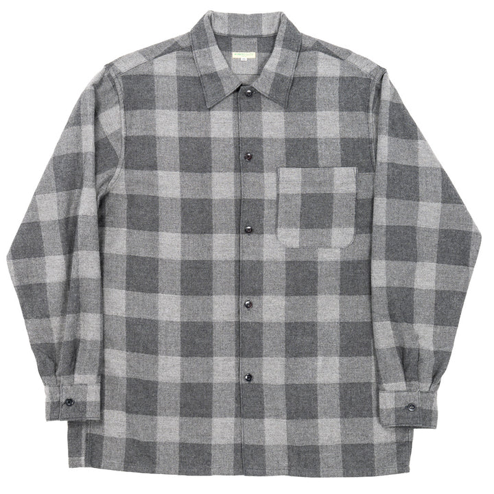 WORKERS ワーカーズ Open Collar Shirt, Cotton Wool Flannel, Check