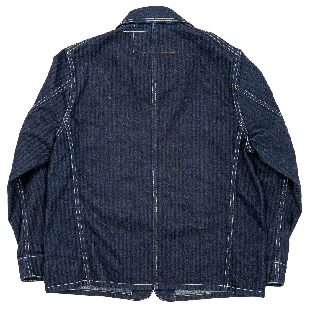 WORKERS ワーカーズ Deluxe Railroad Jacket, 12 oz, Grey Back Indigo Herringbone