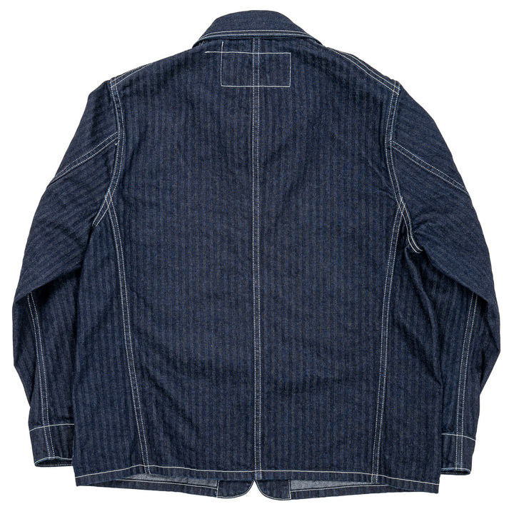 WORKERS ワーカーズ Deluxe Railroad Jacket, 12 oz, Grey Back Indigo Herringbone