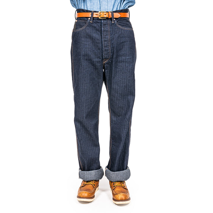 WORKERS ワーカーズ Lot 815 Work Pants, 12 oz, Grey Back Indigo Herringbone