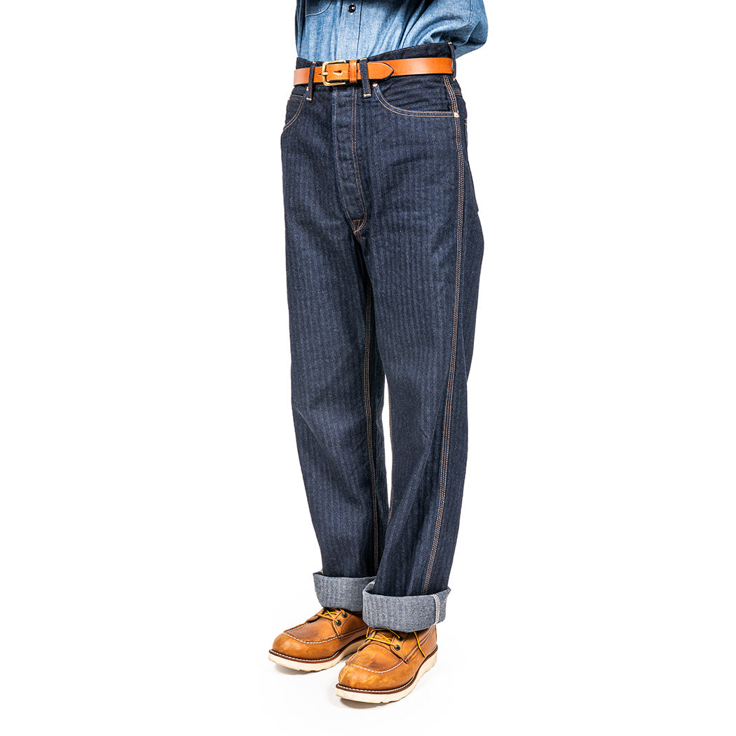 WORKERS ワーカーズ Lot 815 Work Pants, 12 oz, Grey Back Indigo Herringbone