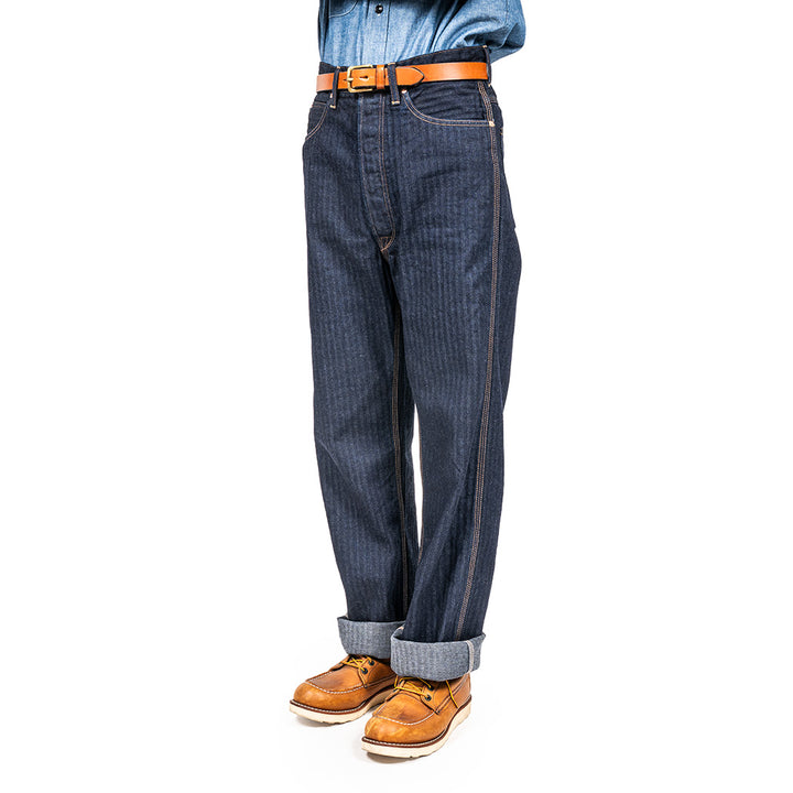 WORKERS ワーカーズ Lot 815 Work Pants, 12 oz, Grey Back Indigo Herringbone