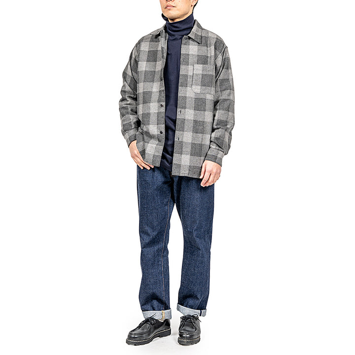WORKERS ワーカーズ Open Collar Shirt, Cotton Wool Flannel, Check
