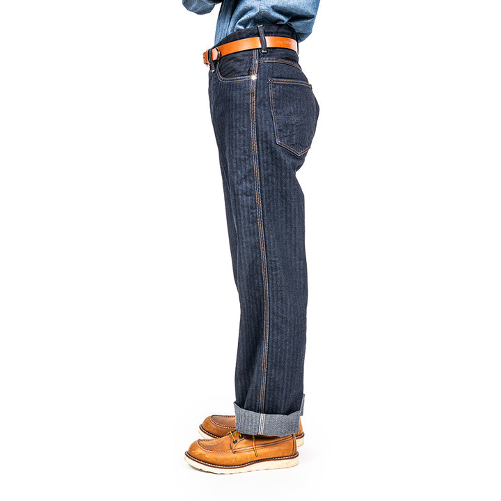 WORKERS ワーカーズ Lot 815 Work Pants, 12 oz, Grey Back Indigo Herringbone