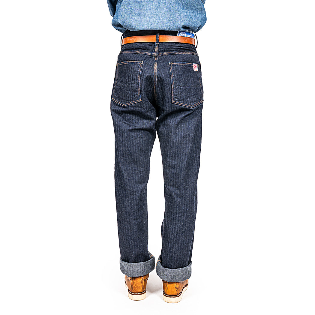 WORKERS ワーカーズ Lot 815 Work Pants, 12 oz, Grey Back Indigo Herringbone