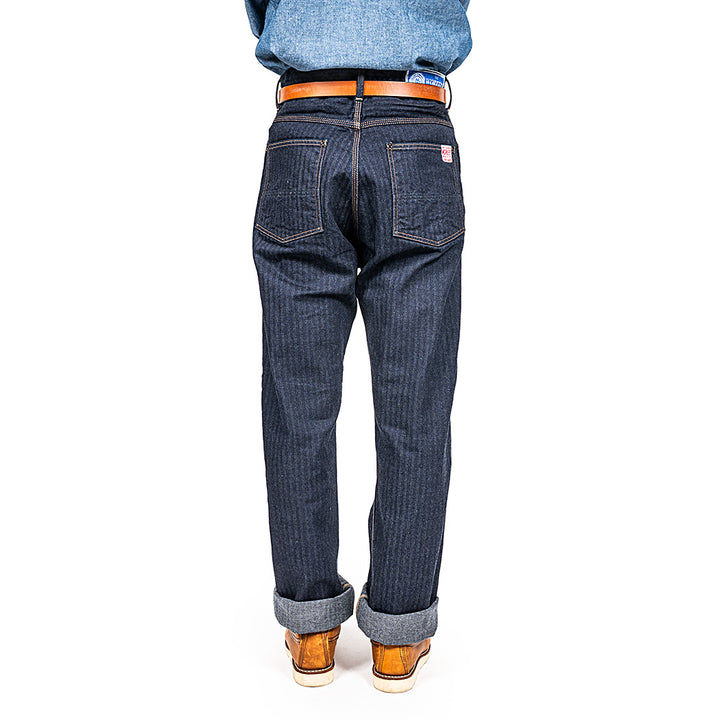 WORKERS ワーカーズ Lot 815 Work Pants, 12 oz, Grey Back Indigo Herringbone