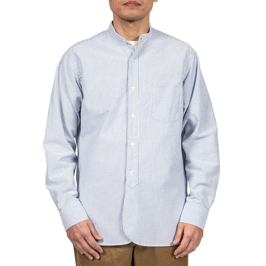 WORKERS ワーカーズ Band Collar Shirt, Supima OX, Stripe