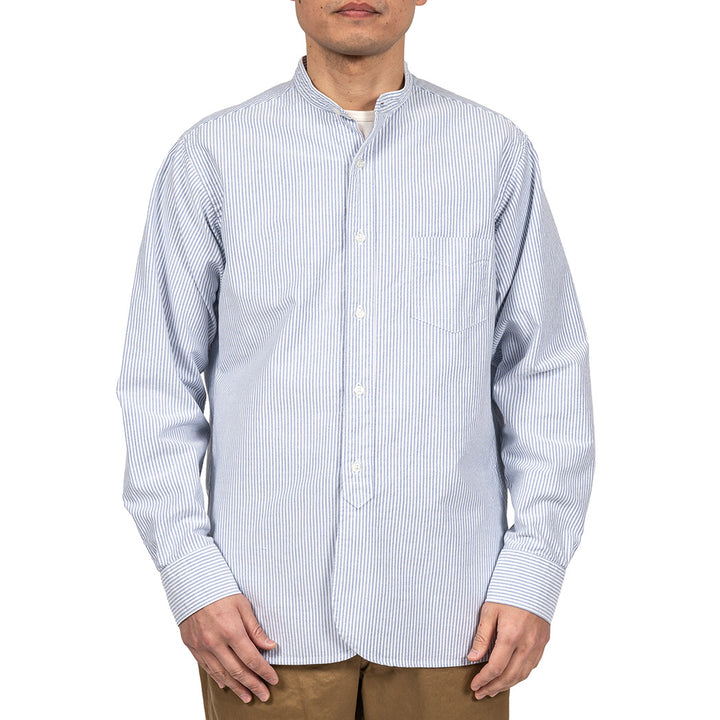 WORKERS ワーカーズ Band Collar Shirt, Supima OX, Stripe