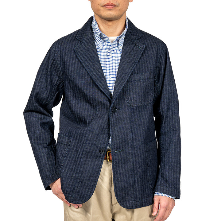 WORKERS ワーカーズ Lounge Jacket, Indigo Herringbone