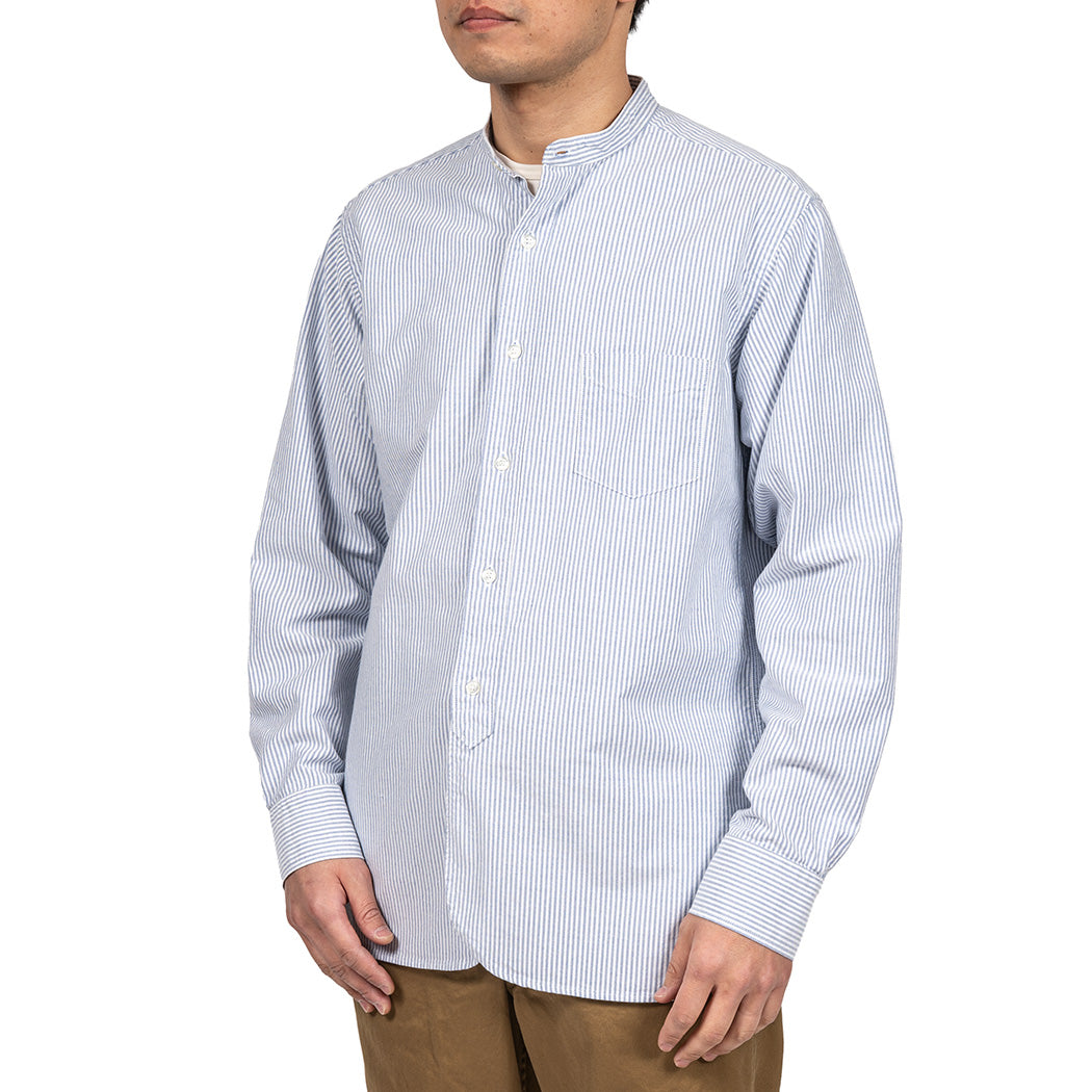 WORKERS ワーカーズ Band Collar Shirt, Supima OX, Stripe