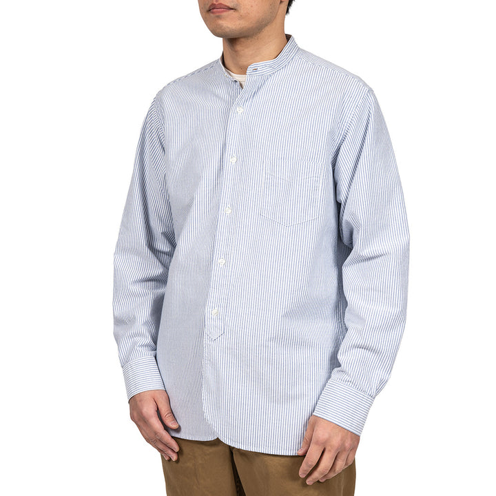 WORKERS ワーカーズ Band Collar Shirt, Supima OX, Stripe