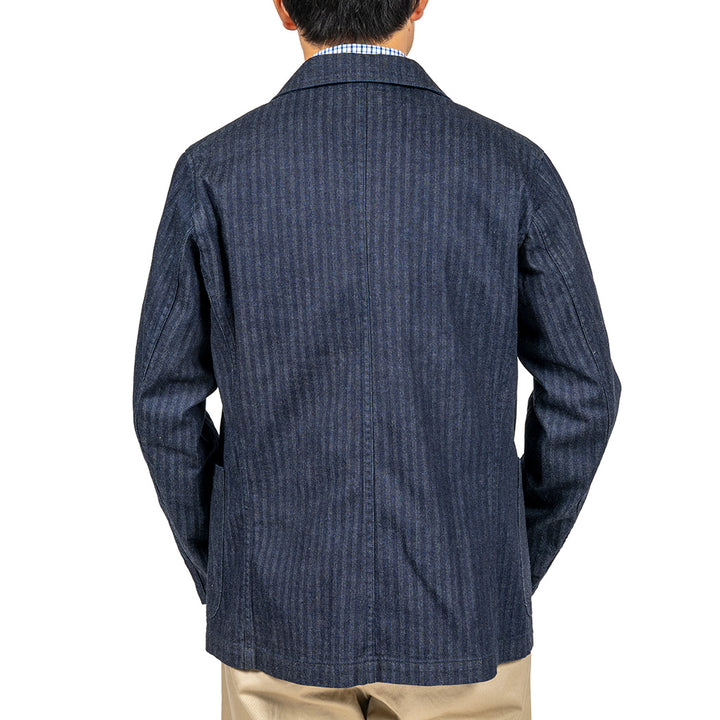 WORKERS ワーカーズ Lounge Jacket, Indigo Herringbone