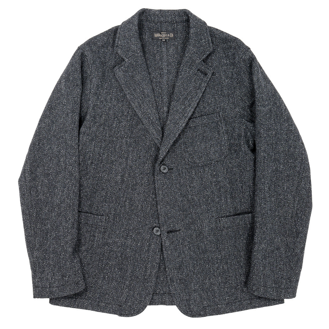 WORKERS ワーカーズ Lounge Jacket, Twisted Herringbone Tweed
