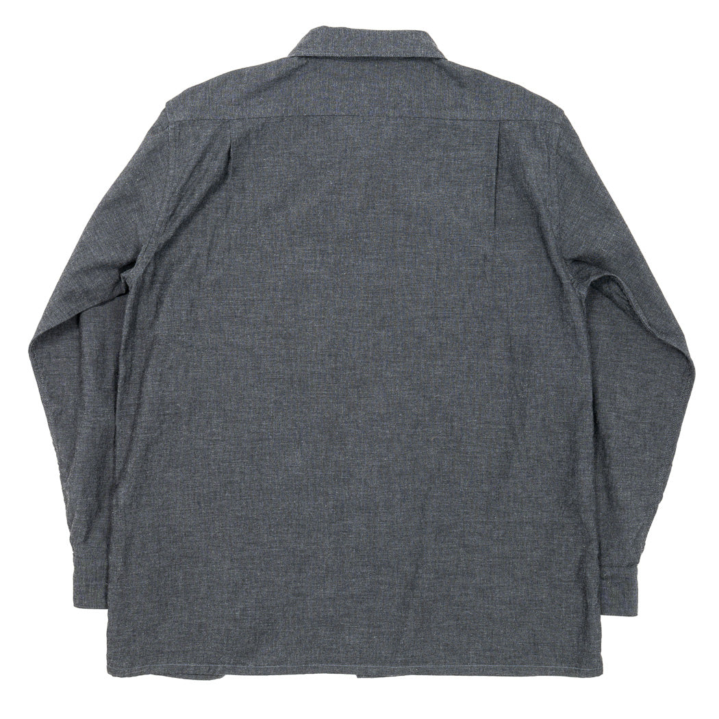 WORKERS ワーカーズ Open Collar Shirt, Cotton Smoky Chambray