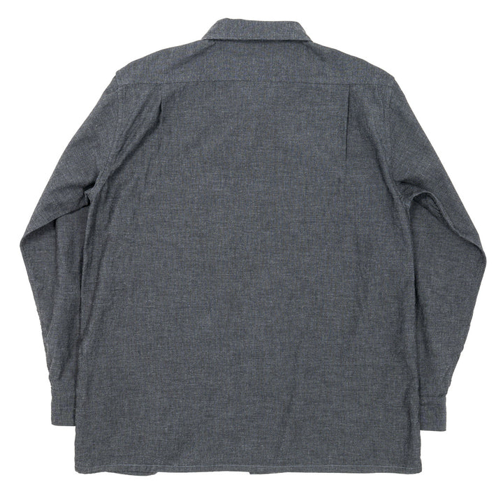 WORKERS ワーカーズ Open Collar Shirt, Cotton Smoky Chambray