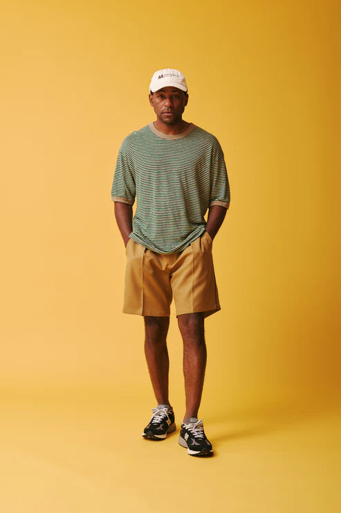 melple Seaview Linen Ringer S/S Green