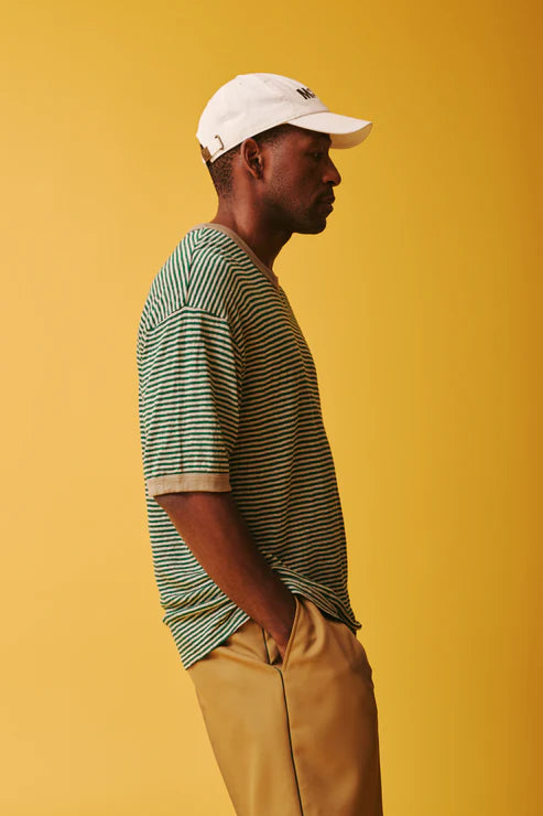 melple Seaview Linen Ringer S/S Green