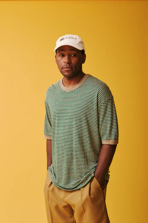 melple Seaview Linen Ringer S/S Green